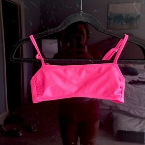 pink shiny swimsuit top
